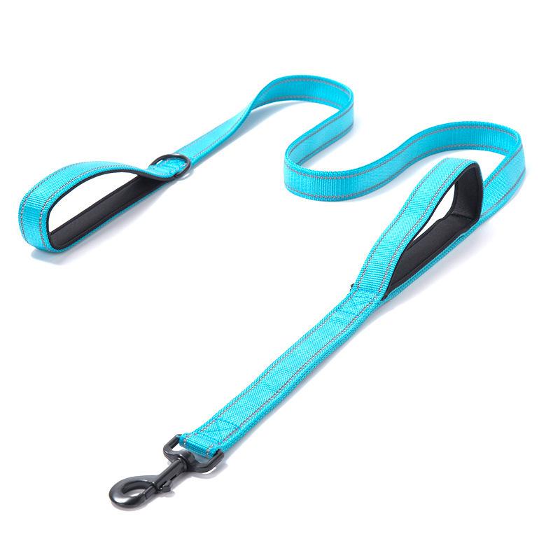 Reflective Explosion-Proof Shock-Absorbing Double-Handle Leash for Large Dogs