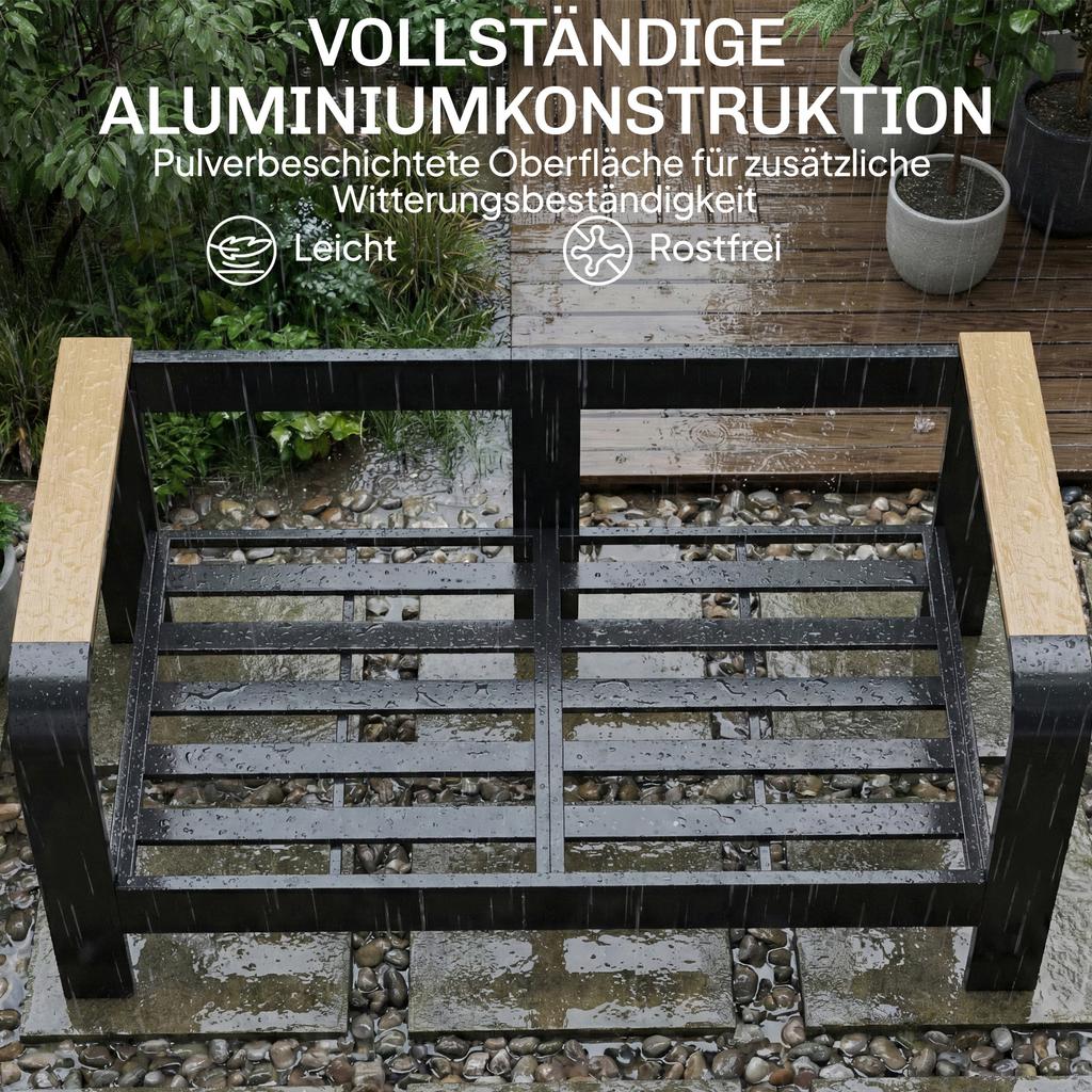 Garden Furniture Set Aluminum Seating Group for 4 People Water-Repellent Extra Deep with 2-Seater Sofa 2 Armchairs Side Table