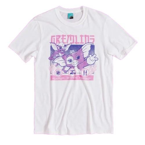 Gremlins Unisex Adult Cyber Stripe & Gizmo T-Shirt
