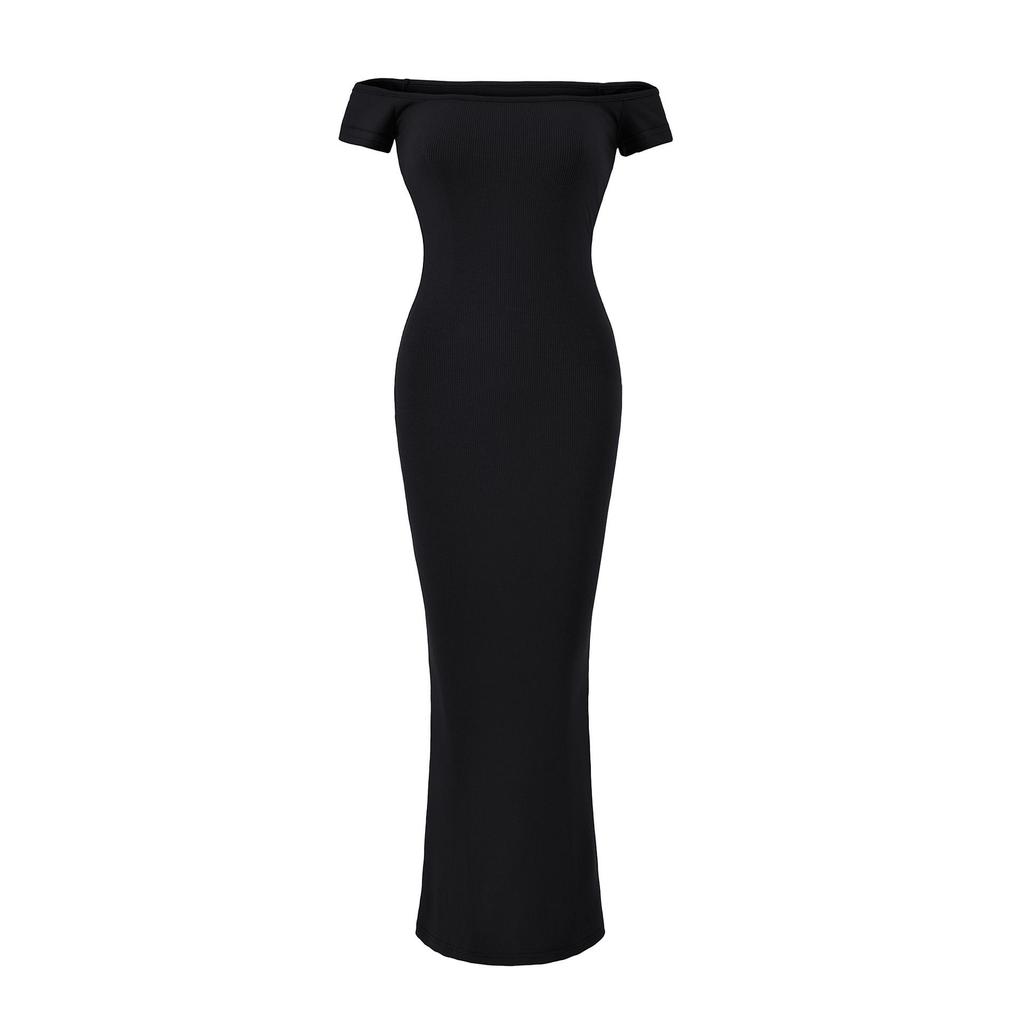 2026 Summer Sexy One-Shoulder Bodycon Dress: Hip-Hugging, Waist-Cinched, Solid Color Long Dress for Women