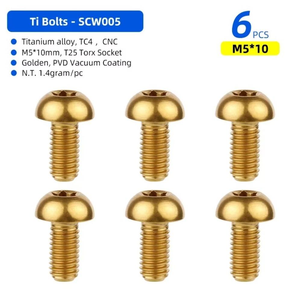 M5x10 Titanium Bolt T25 Torx Ultralight Weight Bicycle Braking Disc Screws TC4 Titanium High Tensile Fastener