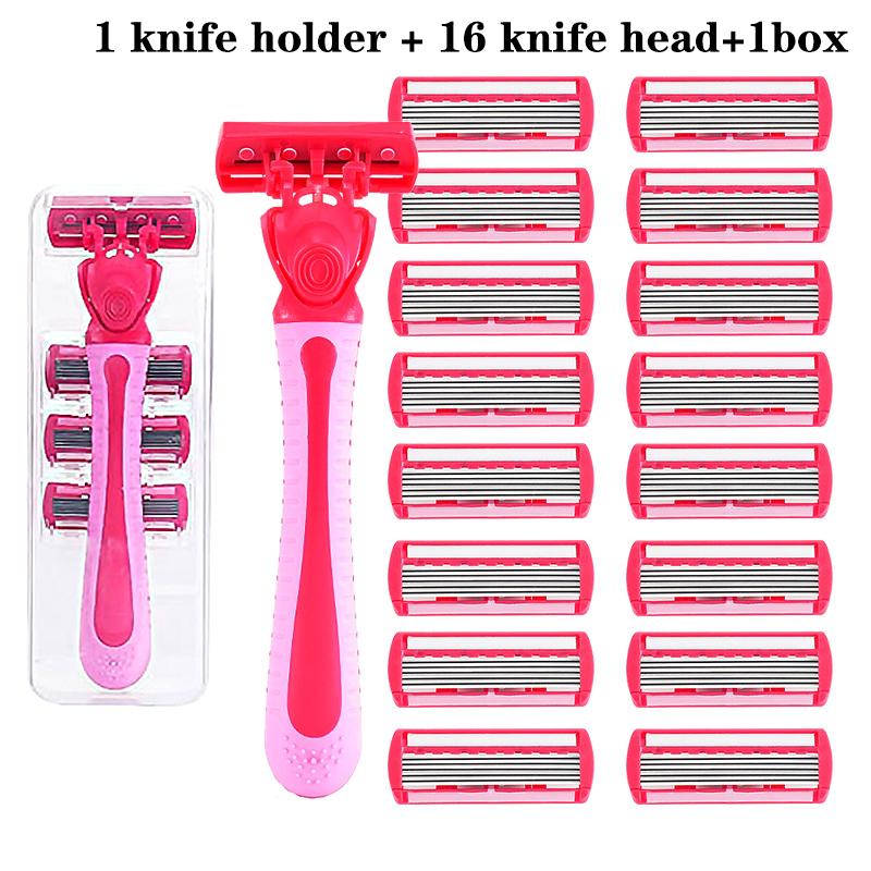 

Женская механическая безопасная бритва 6-слойные лезвия из нержавеющей стали для удаления волос для бритья Сменная бритвенная головка