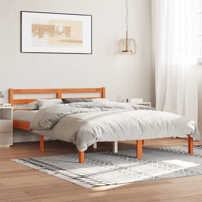 Maison Exclusive - Cadre de lit Brun cire 120 x 190 cm Solid Pine Wood, Plywood