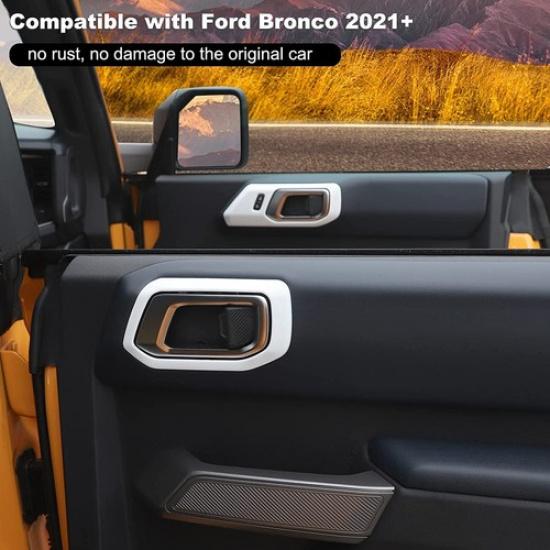 Inner Door Handle Bowl Decor Cover Bezels for 21+ Ford Bronco White Accessories