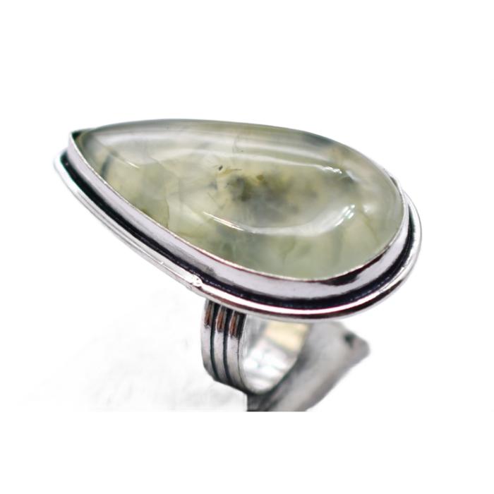 Prehnite Natural Gemstone Antique Silver Plated Ring US Size-5 R 5225
