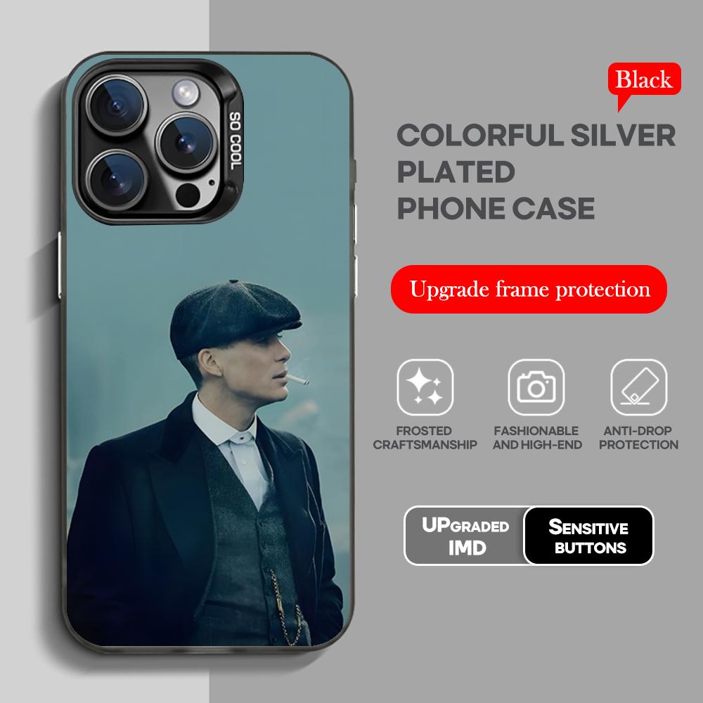 Peaky B-Blinders Tommy Cool Phone Case Black IMD Colorful Silver Suitable Soft Case for iPhone 16 15 14 13 12 11 XS Pro Max