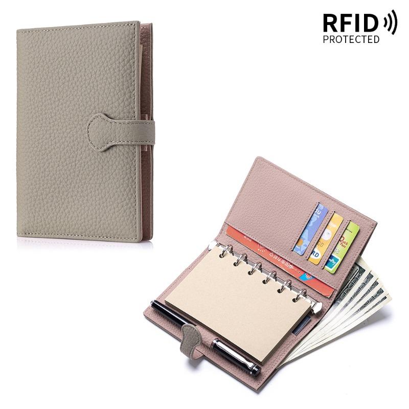 New Leather Multifunctional Passport Bag A7 Loose-leaf Handbook Notepad Removable First Layer Cowhide RFID Wallet