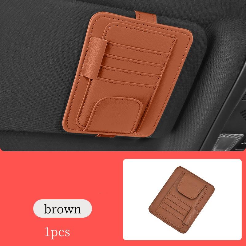 Car Sun Visor Organizer Multi-Pocket Business Card Storage Management Sunglasses Holder Visor Accessories Auto Interior