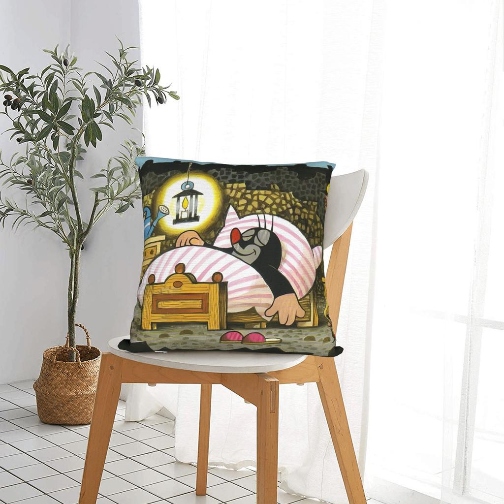 Pillow Case The Little Mole Good Night Comfy  Pillow Cover For Sofa Home Decor Cute Funny Pillowcases