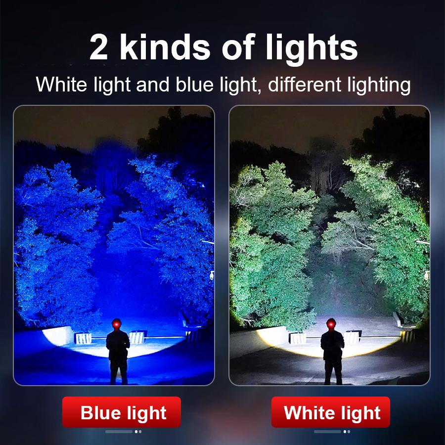 Blue Light and White Light Powerful Headlamp White Laser LED Long-range Strong Light Headlight for Night Fishing