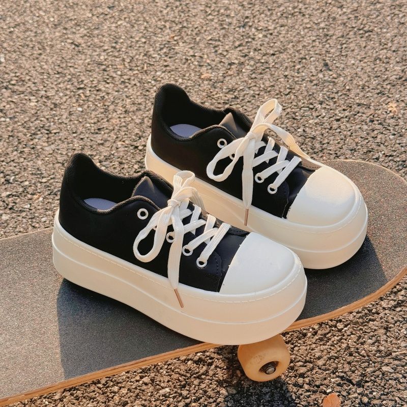 Herbst neue Damenschuhe lässige vielseitige Schuhe leichte runde Kopf Board Schuhe niedriger Absatz Schuhe dicke Sohle erhöhter Mango Kopf