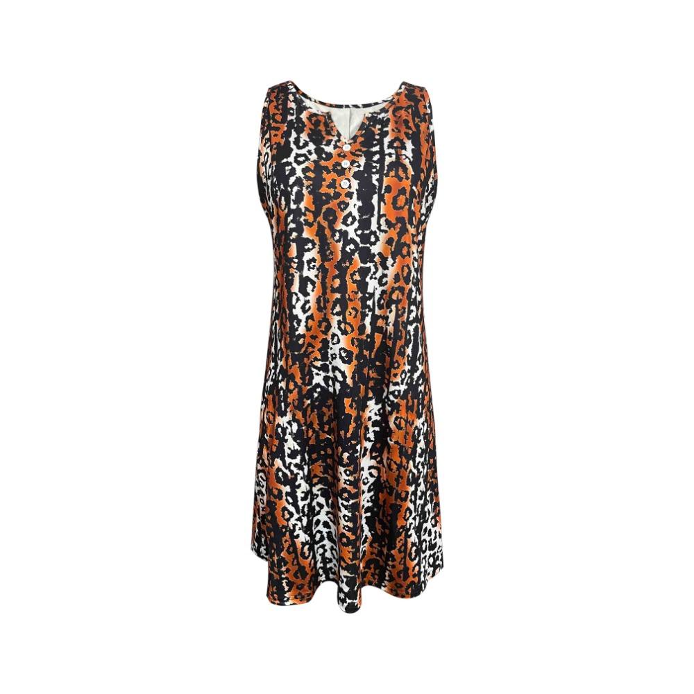 Women's Summer Dresses 2025 Casual Sleeveless Boho Beach Dress Scoop Neck T-Shirt Floral Sundress with Pocket