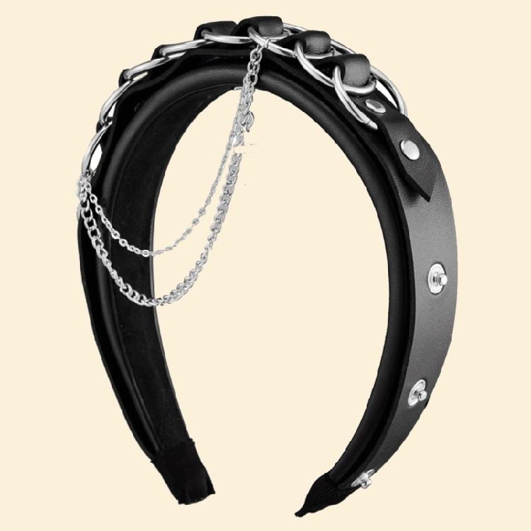 Punk Chain Buckle Headband for Cosplay Parties 2000s Halloween Costume Hairhoop Anime Metal Buckle Headbands