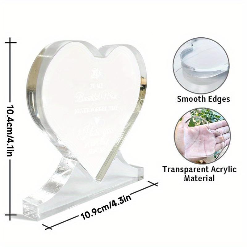 I Love You Mom' Acrylic Heart-Shaped Keepsake Box with Elegant Rose Design - Perfect Mother'S Day, Birthday, Christmas, Valentine'S Day Gift for Moms