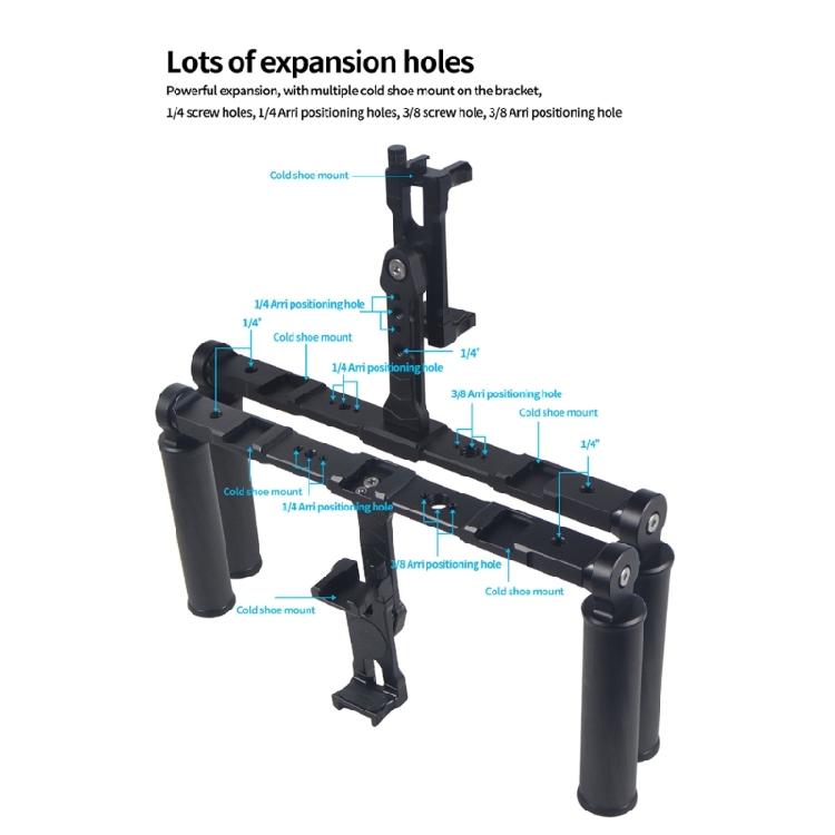 Video Cage Rig Case Carbon Fiber Hand Grip with 1/4 3/8 Thread Cold Shoe Mount