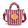 Face Cute Smiley Unisex Kids Shoulder Bag Fashionable Striped Children Pleated