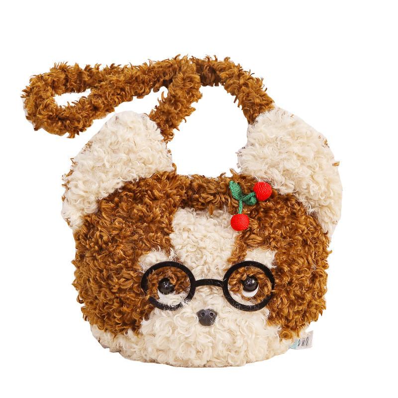 Cute Animal Plush Crossbody Bag With Polyester Fleece For Daily Use And Travel