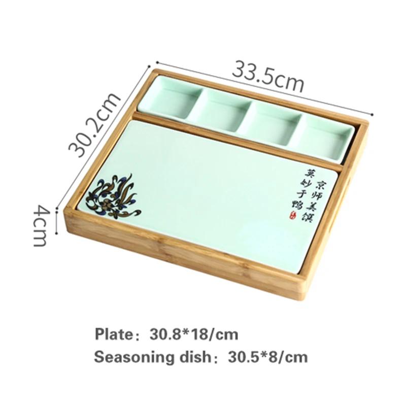 

Featured creative disc Bamboo wood ceramic plate Peking Duck plate Special dishes Restaurant mood tableware Ceramic plate