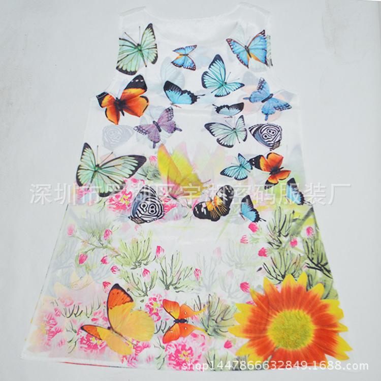 Europe Station Europe and the United States new digital printing crew neck hot-selling dress