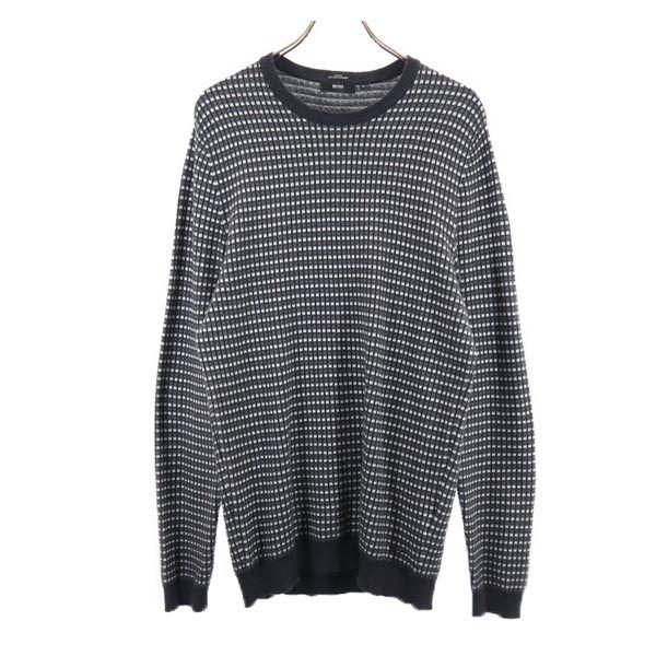 Hugo Boss Cashmere Blend Long Sleeve Sweater M Black X White Knit Men's Used