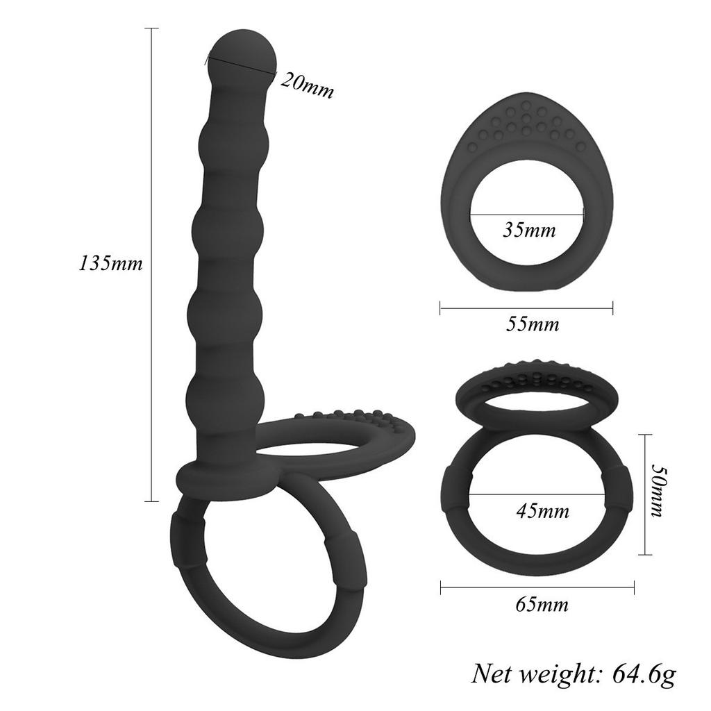 Double Penetration Dildo Dual Stimulation Vibrator for Couples Anal Beads G-Spot Massager Cock Ring Adult Sex Toys