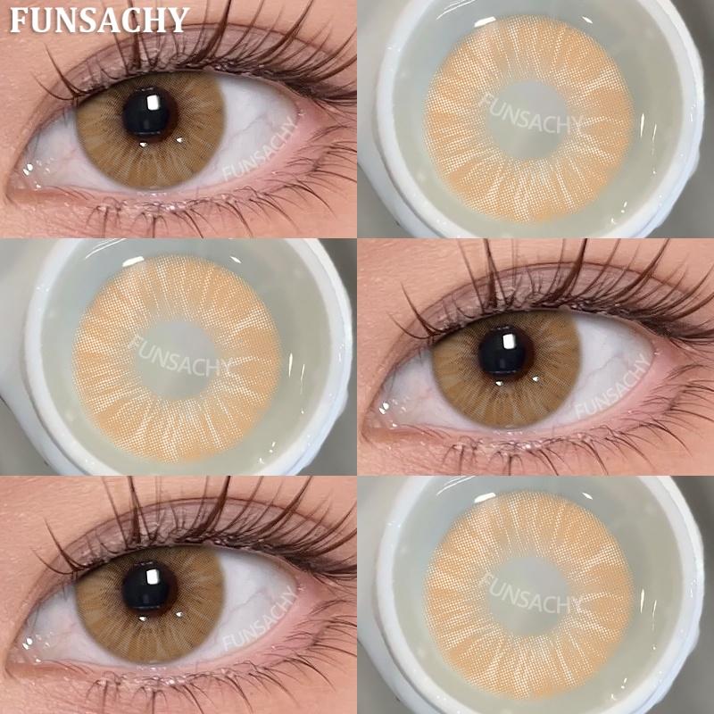 FUNSACHY 2PCS Contact Lenses Fashion Korean Brown Lenses for Eyes Grey Colored Contacts Cosmetics Blue Beauty Pupil Yearly Use
