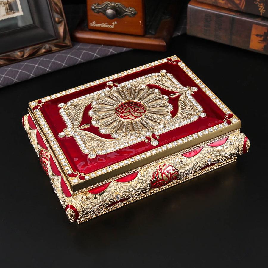 New Creative Diamond-encrusted Rectangle Pattern Flip Jewelry Jewelry Box Birthday Wedding Gift Box Necklace Storage Box 20.8*15.8*6.5
