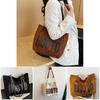 Large Capacity Canvas Tote Bag For College Students Elegant Soft Pu Material Available In Black White Brown And Coffee Colors