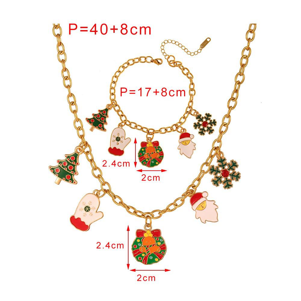 Christmas Bracelet & Necklace: Snowman, Santa, Bell & Wreath Pendants - European & American Creative Design