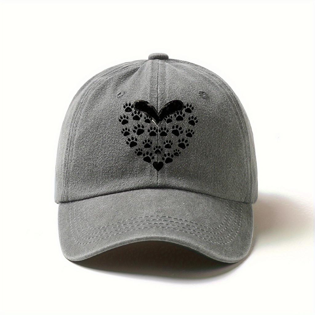 Heart and paw print design baseball cap breathable men's and women's outdoor sports and leisure street