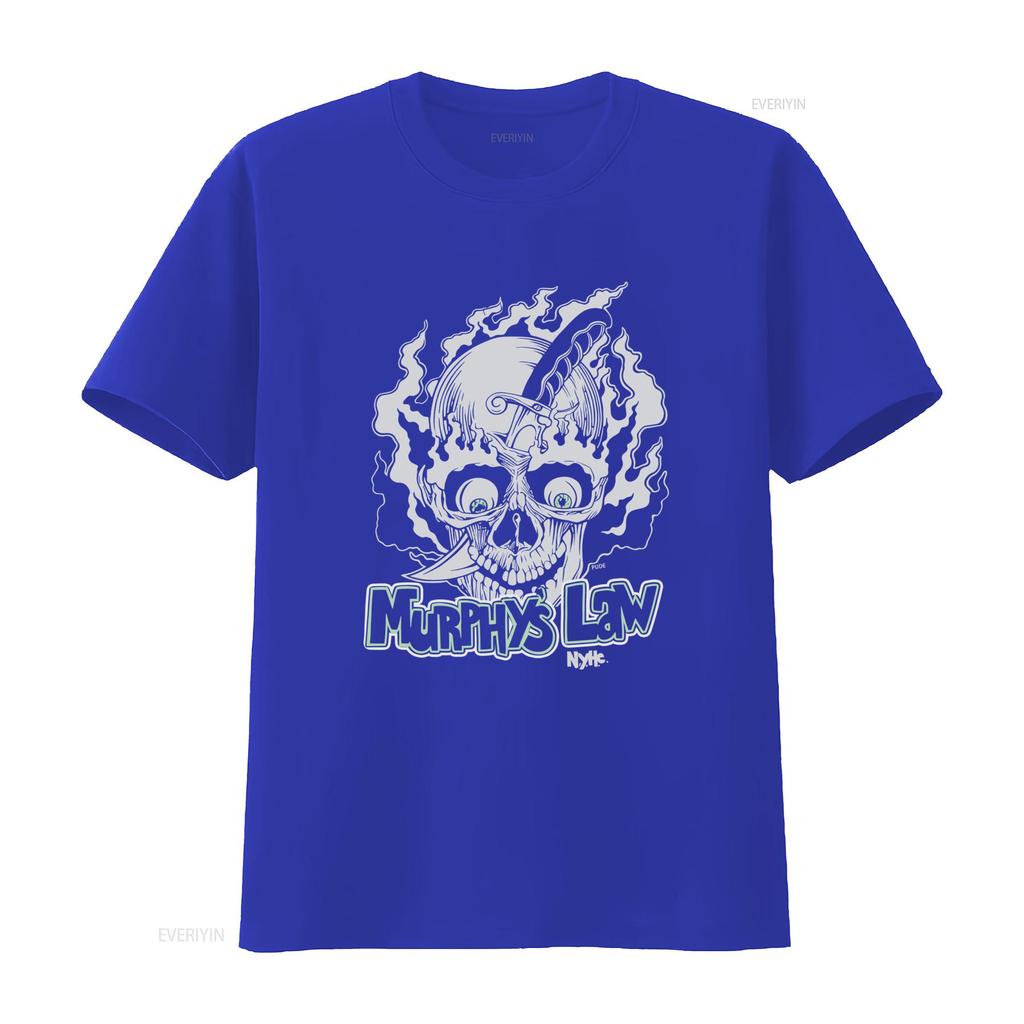 Vintage 90s Murphys Law NYHC Skull T Shirt with Knife and Flame Design Vintage Washed Comfortable Versatile Stretched Fashion
