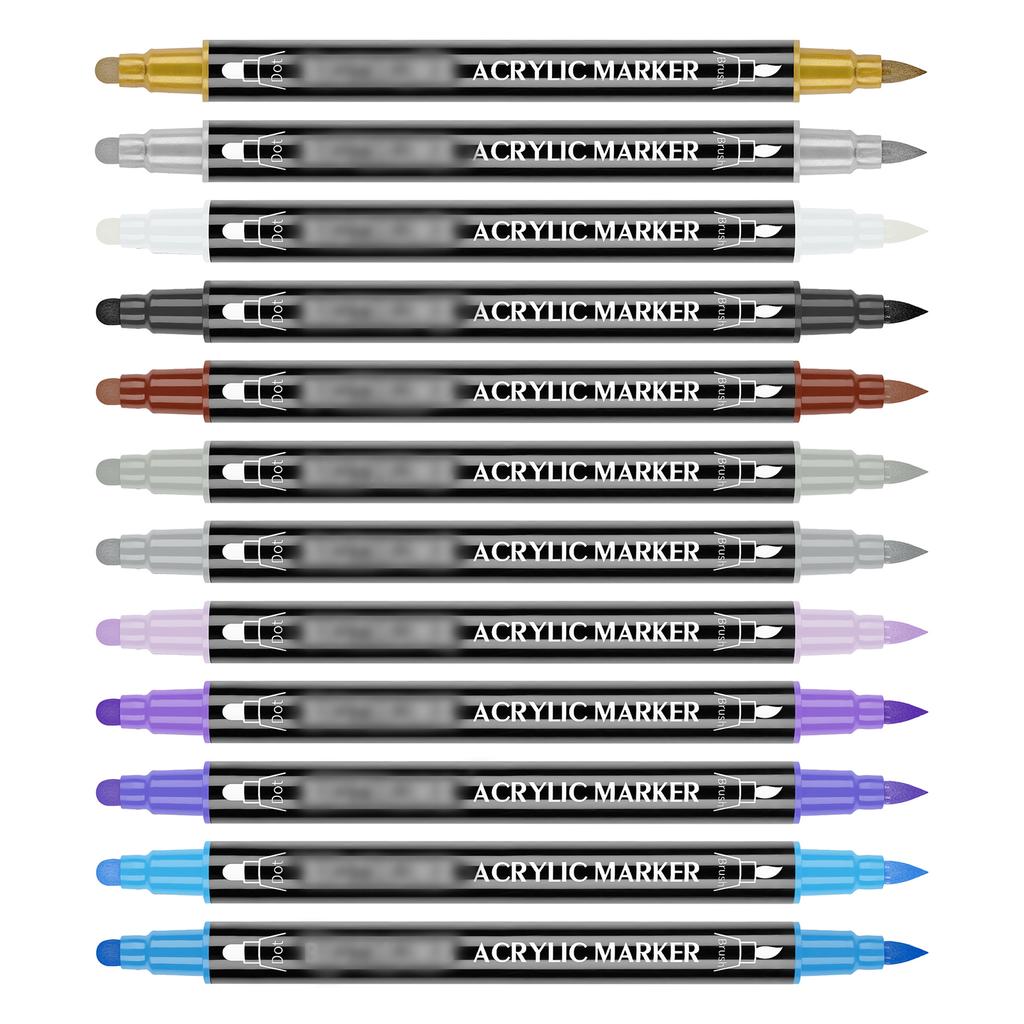24 Pack  Acrylic Paint Markers Vibrant Color Assortment Dual Tip Quick Dry Non Toxic for Kids Adult DIY Art and Craft