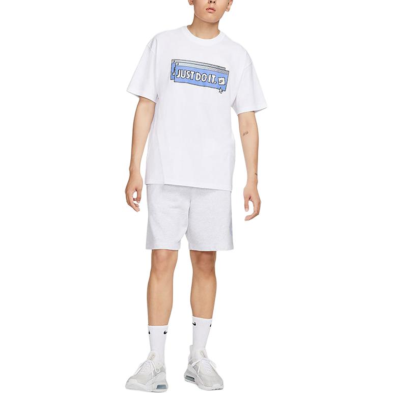 Nike Sports Print Loose Knit Short Sleeve T-Shirt Men Tops White FD1301-100