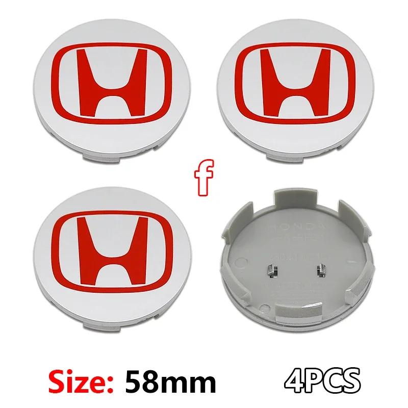 58/69mm Car Wheel Hub Center Caps 4PCS ABS Wheel Rim H Logo Cover for Honda Civic Accord CR-V Fit Auto Exterior Accessories ajk256