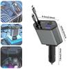 4-in-1 Einziehbarer 66W Autoladegerät mit Dual-Kabeln, USB-C- und USB-A-Anschlüssen, LED-Spannungsmonitor