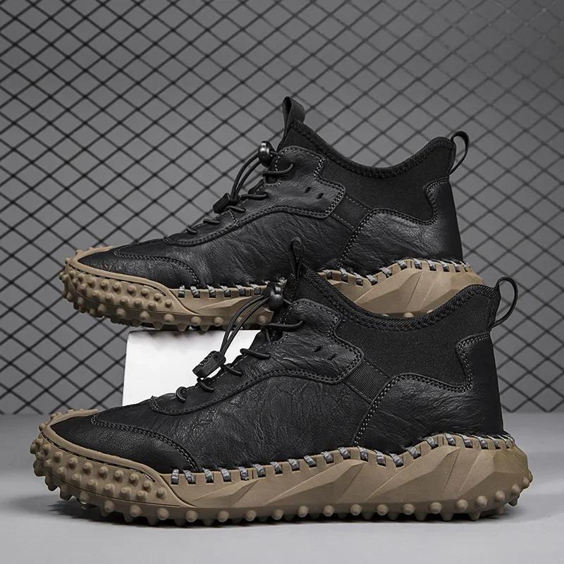 Men Leather Casual Handmade Shoes Casual Ankle Boots for Man Autumn Winter Outdoor Fashion Casual Shoes Male Hombres Botas