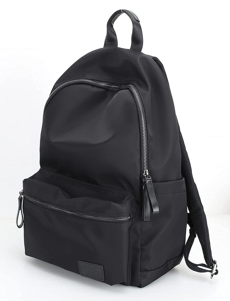 Camélia de Amour Damen-Businesstasche, Rucksack aus Nylon und echtem Leder, Perfekt für den Weg zur Arbeit oder zur Schule, Größe 115, SchwarzSchwarz