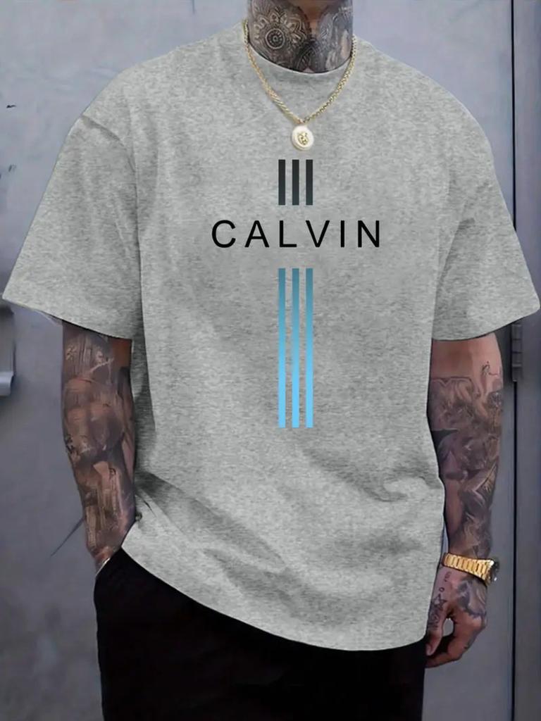 MenTshirt  100 Cotton  Simple Lettered Stripe Design  Comfortable and Casual Shortsleeved Tshirt Suitable for Summer Wear