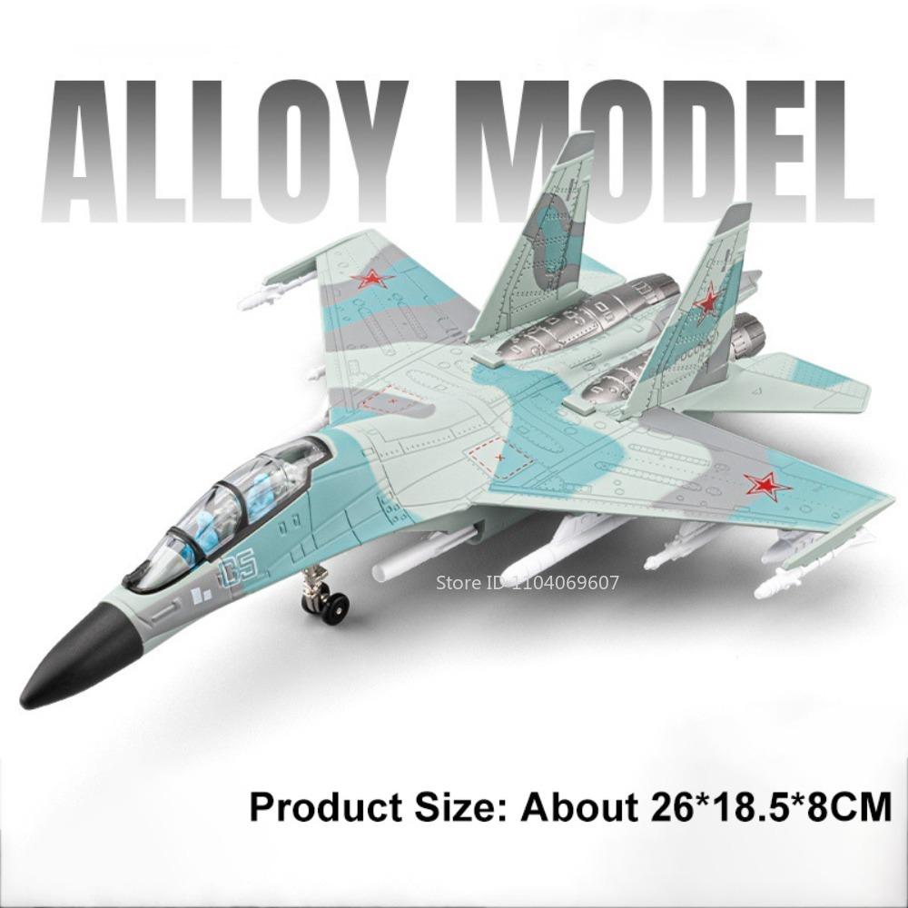 1:Модели самолетов-истребителей Су-35 Масштаб 1:64 Игрушки Металлические Литые Модели Военных Самолетов Звук Свет Складное Носовое Колесо Оттяжка Украшения зелёный