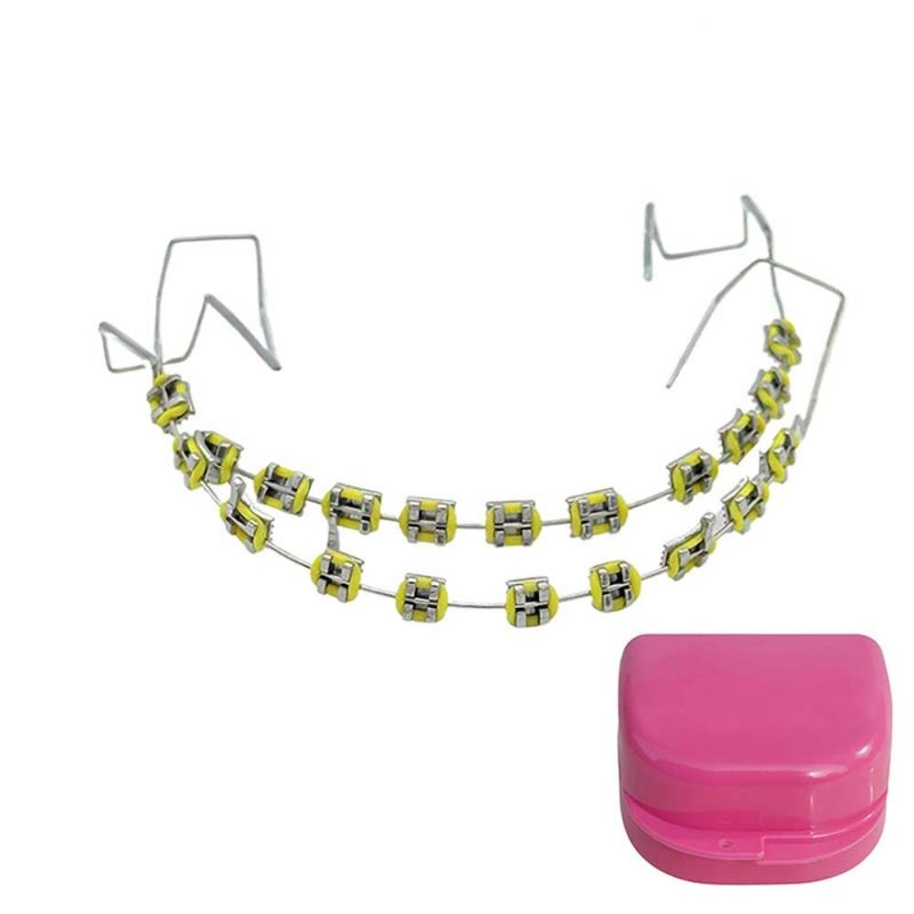 

с Коробкой Ортодонтические Лигатурные Эластики Цветные Металлические Брекеты Временное Украшение Зубов Зубы жёлтый