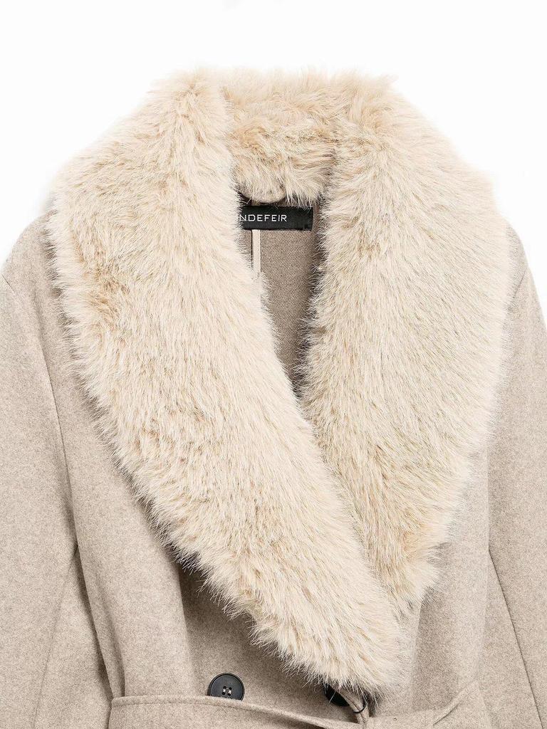 2025 Spring Women's Faux Fur Lapel Long-Sleeve Coat