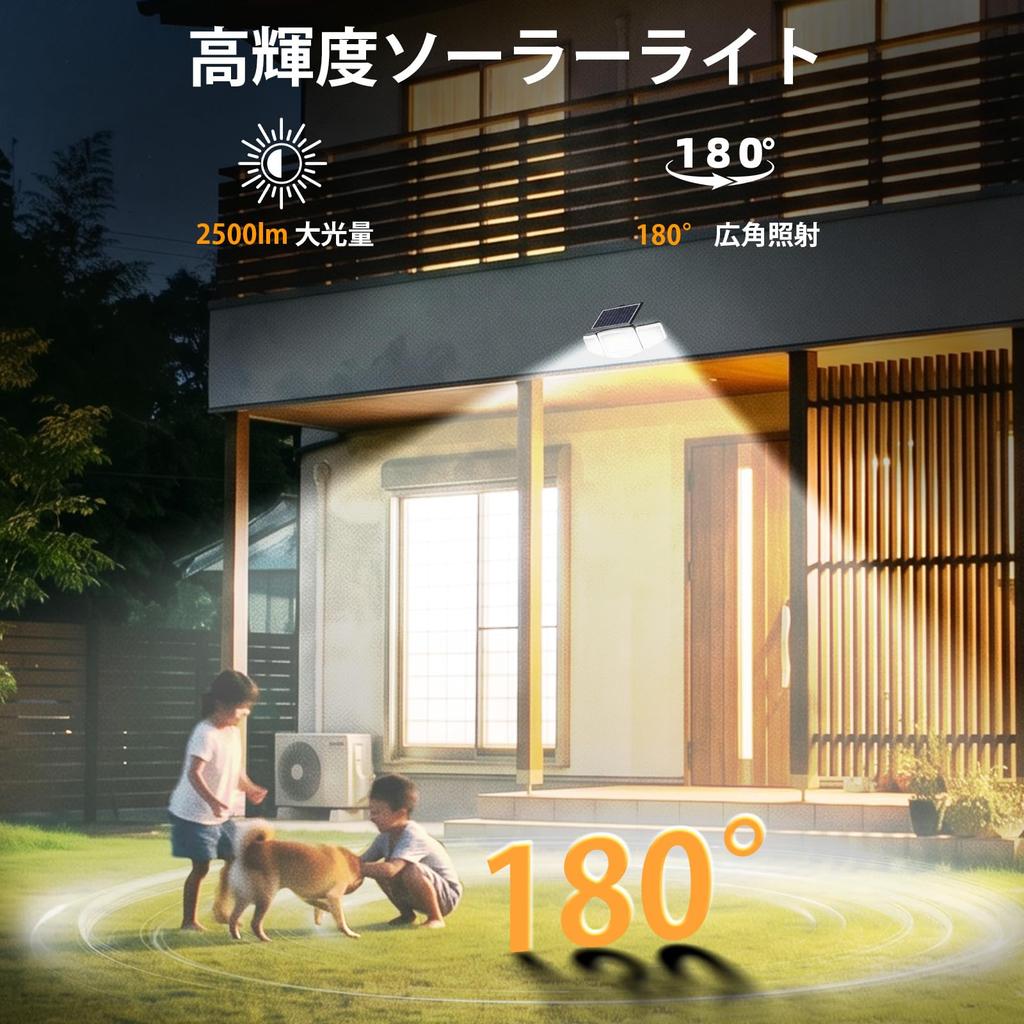 Solar Outdoor Waterproof Sensor Light, High Brightness 2500 Lumens, 180° Sensor [3-Way Wall Mount, Recessed, Clip-on VerticalHorizontal Use],