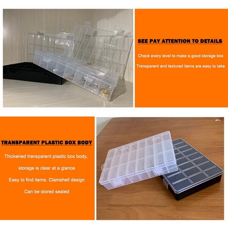 Praktische 24 Grids Fach Kunststoff Lagerung Box Schmuck Ohrring Perle Schraube Halter Fall Display Organizer Container