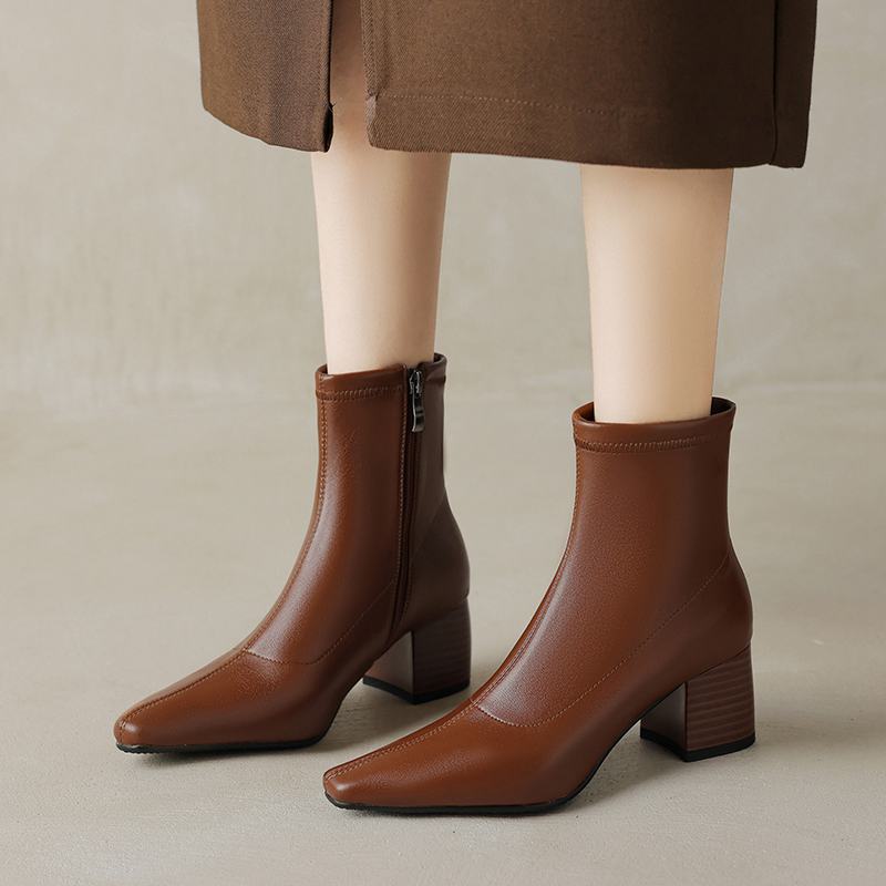 Krazing Pot Mikrovlákno Zimní Střední Podpatky Chelsea Boty Dámské Zip Velikost 43 Street Wear Strečové Kotníkové Boty