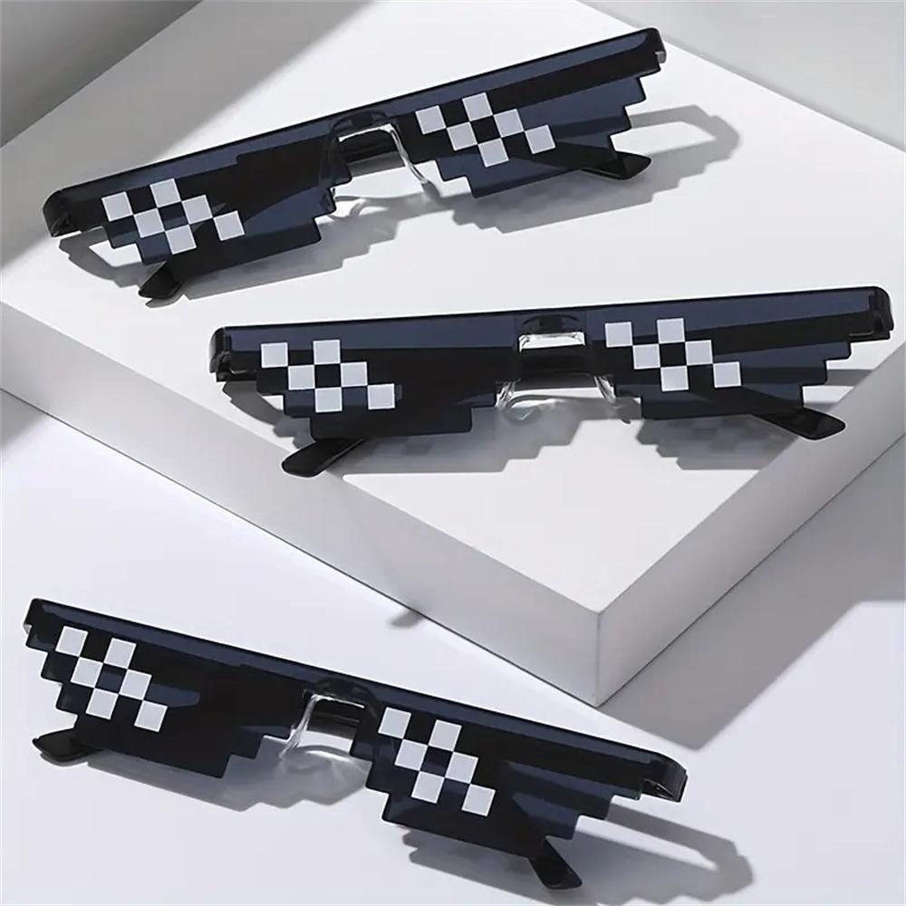 Mosaic Funny Party Glasses Festival Party Photo Props Anime Pixel Glasses Pixelated-Meme Gamer Decor Favor Funny Creative Gifts