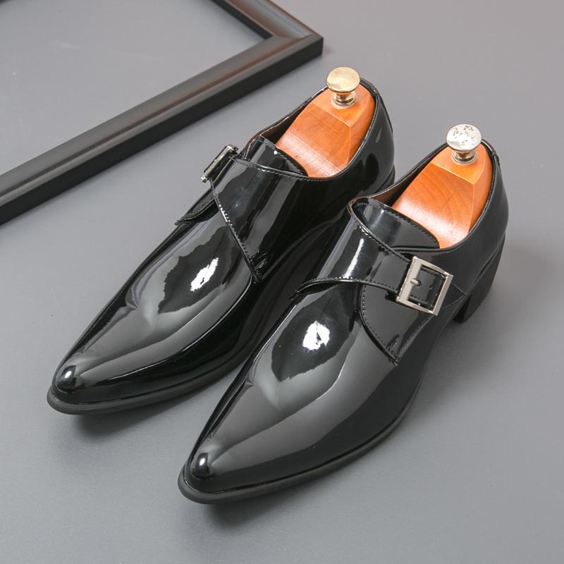 Size 39-46 Business Men Derby Shoes Men Comfortable Fashionable High Heeled Pointed Leather Shoes Men Social Designer Shoes