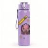 1PC School Bag Globe Bow Pattern 750ml Color Plastic Sports Water Bottle Leakproof Flip Straw Lid Suitable for Sports Office Home Use