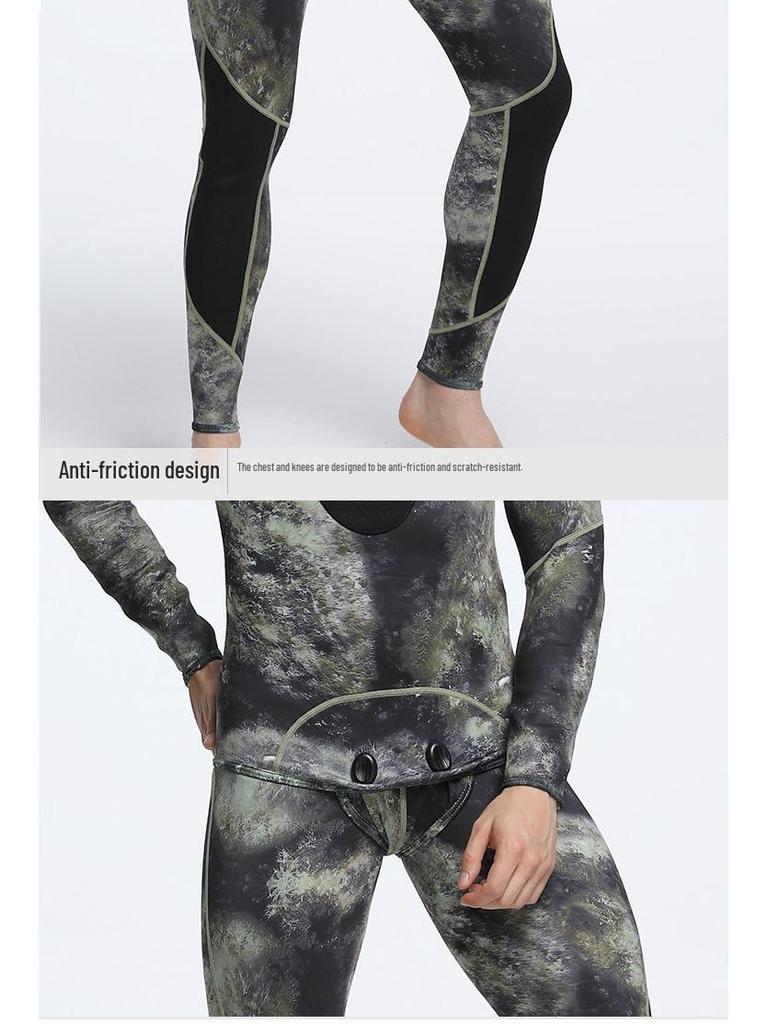 Męski 1,5MM Neoprenowy Kombinezon Dwuczęściowy Do Nurkowania w Kamuflażu