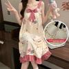 Summer Girls Sleeveless Nightgown With Comfortable Milk Silk And Flower Pattern For Lounge