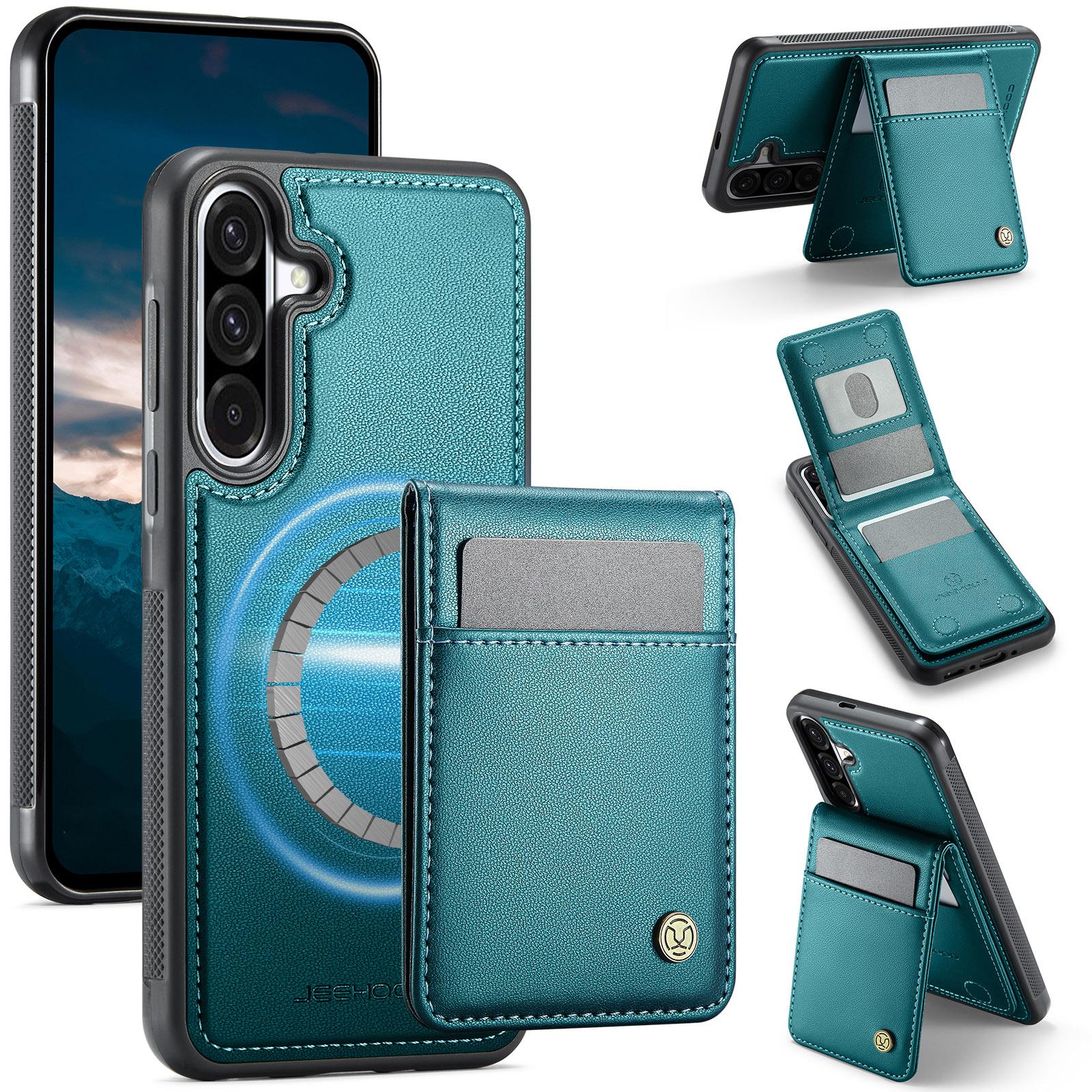 

For Samsung Galaxy A56 5G Leather Back Cover Magnetic Case JEEHOOD J06 Phone Case with Card Bag RFID Blocking D